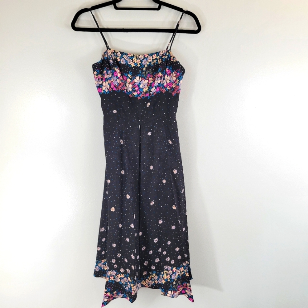 Vintage BETSEY JOHNSON black label silk floral 90's party midi slip dress
